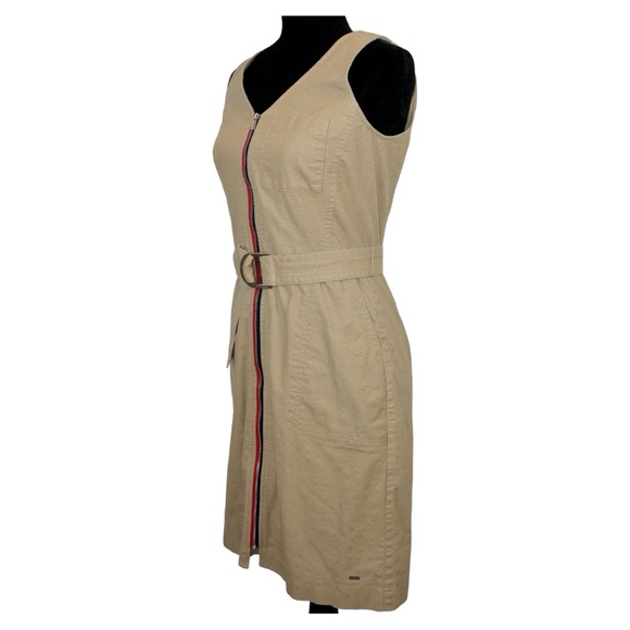 Tommy Hilfiger Khaki Sleeveless Shirt Dress with Belt in  Size 4 - Picture 3 of 6